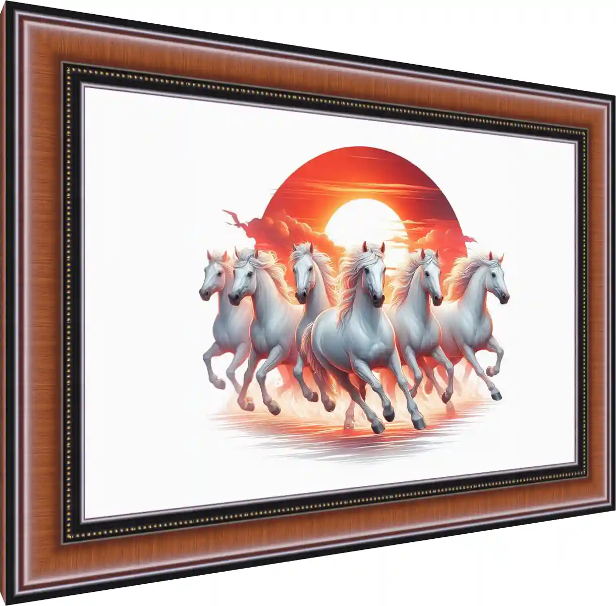 Stylized Lucky Seven Horses Art — photo frame preview | PrintPosters.in